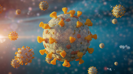 Covid-19 virus, Coronavirus pandemic,  health threatening influenza virus - obrazy, fototapety, plakaty