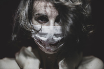 a girl wearing a coronavirus mask