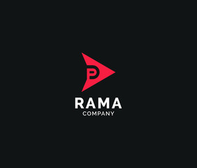 Play with letter P Logo Icon Premium Minimal emblem design template