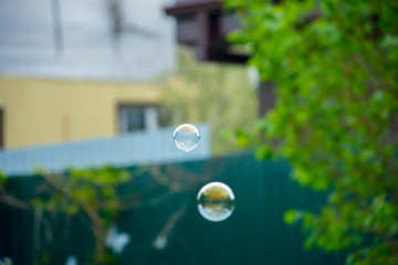 soap bubbles on a blurry background