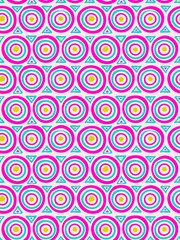 Fototapeta premium Colored circles seamless paattern. Hand made multicolored round shapes on white background. Simple pattern for textile, wrapper. Vector illustration