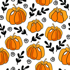 vector seamless pattern with halloween pumpkins
