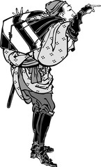 浮世絵　町人　その161　白黒