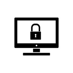 monitor and padlock icon vector design template