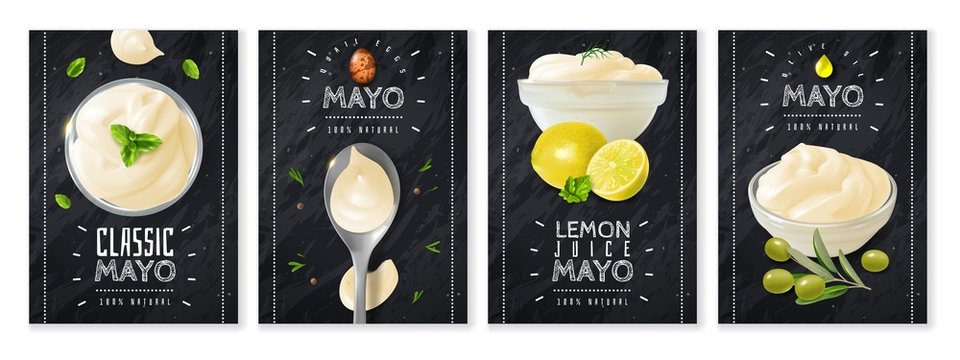Realistic mayonnaise cards