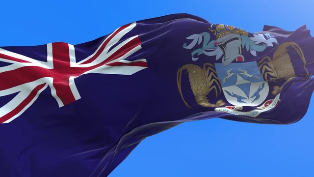 Tristan da Cunha flag - 3D realistic waving flag background