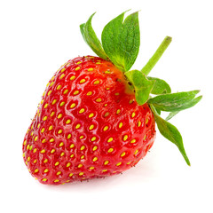 Natural strawberry isolated on white background. Close-up, large depth of field
