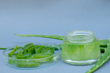 Aloe vera Gel that has both substances to cure scars And used to produce health drinks Or cosmetics...