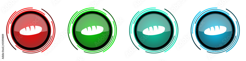 Fototapete bread round glossy vector icons, set of buttons for webdesign, internet and mobile phone application