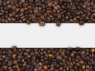 Empty frame of roasted coffee beans banner