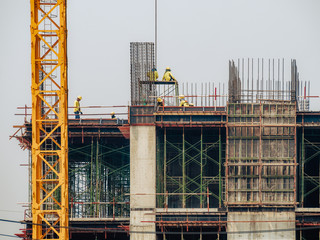 Construction man workers working at construction site