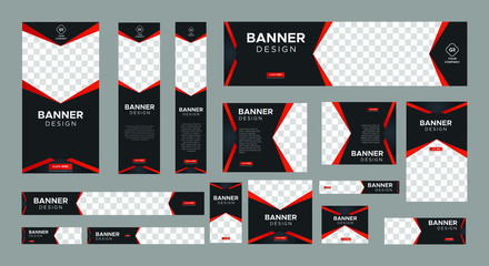 set of creative web banners of standard size with a place for photos. Vertical, horizontal and square template. vector illustration EPS 10	