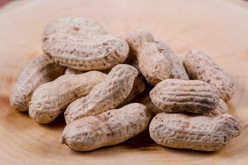 Peanuts closeup on the table. Healthly food. Nuts.