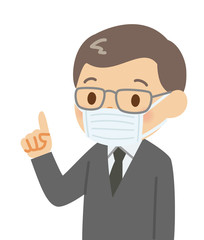 マスクのおじさん　指差し