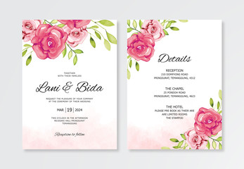 Wedding invitations card template with watercolor hand paint
