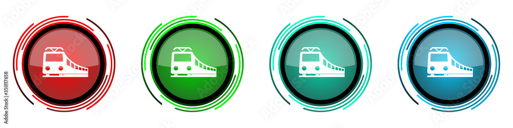 Aufkleber train round glossy vector icons, railway, transportation set of buttons for webdesign, internet and 