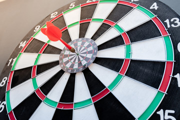 The arrow in the middle of the dartboard Demonstrate the concept of a successful business goal