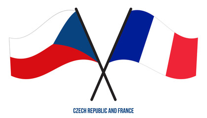 Czech Republic and France Flags Crossed And Waving Flat Style. Official Proportion. Correct Colors