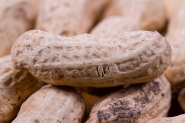 Peanuts closeup on the table. Healthly food. Nuts.