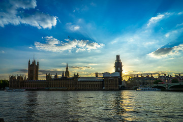 Fototapeta premium Big Ben, Houses of Parliament and Westminster bridge in London, UK.