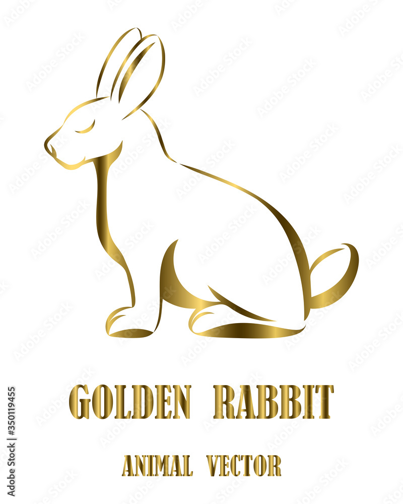 Wall mural Rabbit sitting gold and white eps 10