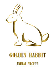 Rabbit sitting gold and white eps 10
