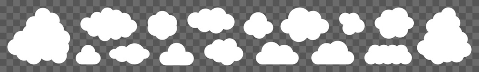 Cloud Icon White | Clouds Illustration | Weather Climate Symbol | Computing Storage Logo | Cartoon Bubble Sign | Isolated | Variations