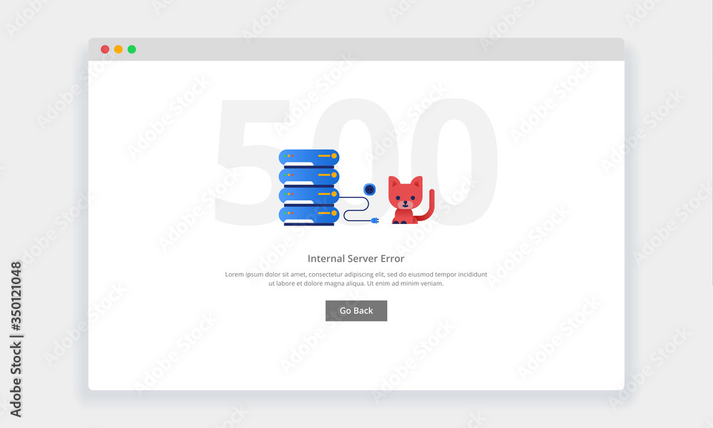 Wall mural modern flat design concept of cat unplugged the cable from the data center for website and mobile we