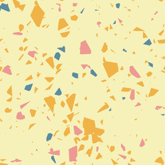 Colorful seamless terrazzo pattern with mineral rock fragments scattered