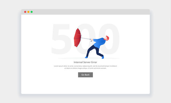 Modern flat design concept of man with an open umbrella struggling with the wind for website and mobile website. empty states page template
