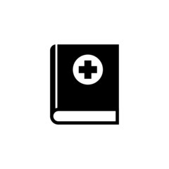 Fototapeta premium Medical book icon vector in black flat shape design isolated on white background, icon illustration, eps 10