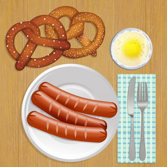 illustration of traditional Oktoberfest plate