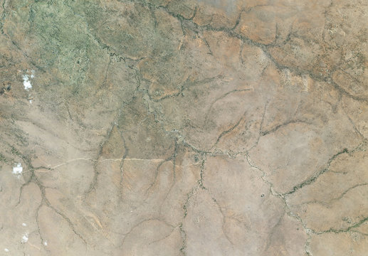 Aerial view of the Serengeti savannah endless plains in Tanzania