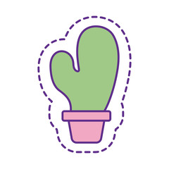 Cute cactus patch line and fill style icon vector design