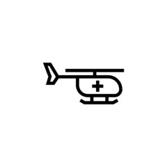 Medical chopper transport icon in linear, outline style design isolated on white background, icon illustration, eps 10