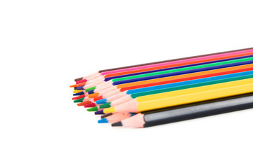 Obraz premium Color pencils isolated on white background. Creative background, copy space.