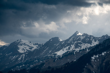 Fototapeta na wymiar mystic mountain ridge in the bernese alps