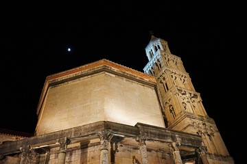 Exterior design and decoration of Diocletian's Palace at night,one of the best preserved monuments...