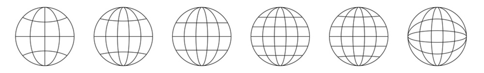 World Icon Black | Earth Illustration | Globe Symbol | Planet Logo | World Wide Web Sign | Isolated | Variations