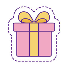 Cute gift patch line and fill style icon vector design