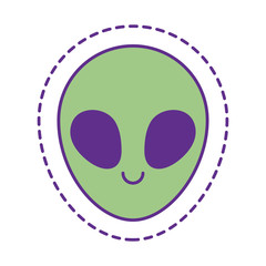 Cute alien cartoon patch line and fill style icon vector design