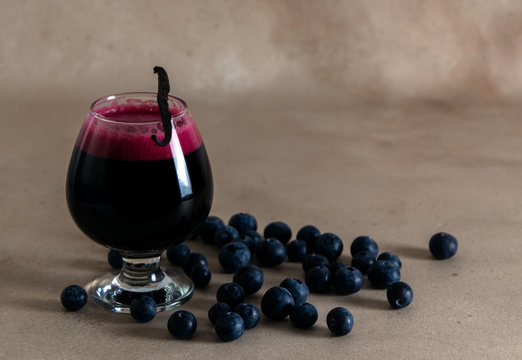 Blueberry vanilla craft beer imperial gose style, copy space.