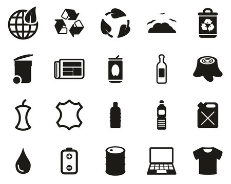 Recycling Or Upcycling Icons Black & White Set Big