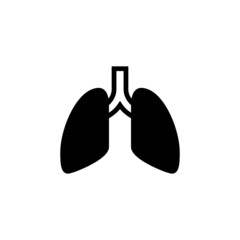 Lung icon vector in black flat shape design isolated on white background, Vector icon eps 10