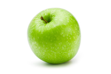 Green apple on white background. Commercial image isolated with clipping path.