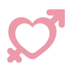 heart with female and male gender flat style icon vector design