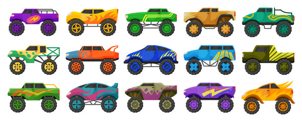Monster truck isolated cartoon set icon. Vector cartoon set icon car. Vector illustration monster truck on white background. © Svitlana