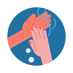 Thorough hands washing with antibacterial soap for protection from coronavirus infection