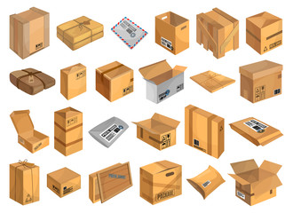 Postal parcel vector cartoon set icon. Vector illustration package on white background. Isolated cartoon set icon postal parcel.