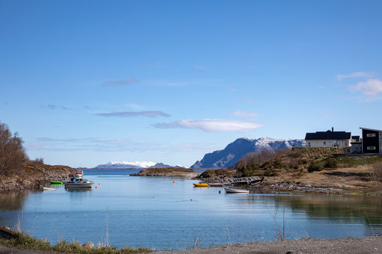 View of the mountains the seven sisters in Alstahaug municipality, Nordland county